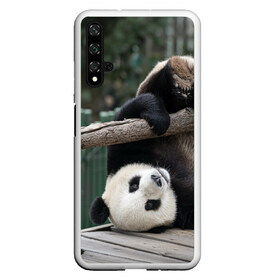 Чехол для Honor 20 с принтом Паркур панда в Курске, Силикон | Область печати: задняя сторона чехла, без боковых панелей | бамбук | животное | медведь