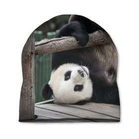 Шапка 3D с принтом Паркур панда в Курске, 100% полиэстер | универсальный размер, печать по всей поверхности изделия | Тематика изображения на принте: бамбук | животное | медведь