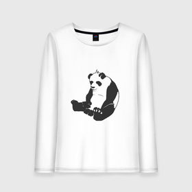 Женский лонгслив хлопок с принтом Задумчивый панда в Курске, 100% хлопок |  | бамбук | животное | медведь