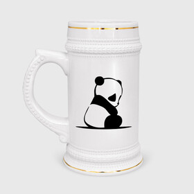 Кружка пивная с принтом Грустный панда в Курске,  керамика (Материал выдерживает высокую температуру, стоит избегать резкого перепада температур) |  объем 630 мл | бамбук | животное | медведь