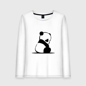 Женский лонгслив хлопок с принтом Грустный панда в Курске, 100% хлопок |  | бамбук | животное | медведь