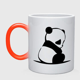 Кружка хамелеон с принтом Грустный панда в Курске, керамика | меняет цвет при нагревании, емкость 330 мл | бамбук | животное | медведь