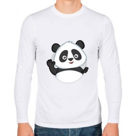 Мужской лонгслив хлопок с принтом Привет, я панда в Курске, 100% хлопок |  | бамбук | животное | медведь