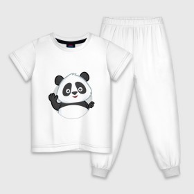 Детская пижама хлопок с принтом Привет, я панда в Курске, 100% хлопок |  брюки и футболка прямого кроя, без карманов, на брюках мягкая резинка на поясе и по низу штанин
 | Тематика изображения на принте: бамбук | животное | медведь