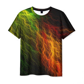 Мужская футболка 3D с принтом Цветные линии в Курске, 100% полиэфир | прямой крой, круглый вырез горловины, длина до линии бедер | молния | пестрый | разноцветный