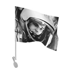 Флаг для автомобиля с принтом Юрий Гагарин в Курске, 100% полиэстер | Размер: 30*21 см | первый космонавт