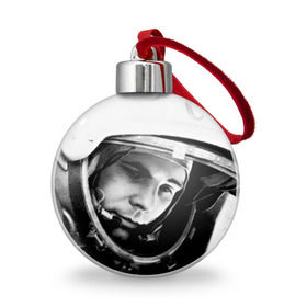 Ёлочный шар с принтом Юрий Гагарин в Курске, Пластик | Диаметр: 77 мм | первый космонавт