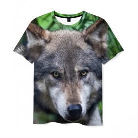 Мужская футболка 3D с принтом Хищник в Курске, 100% полиэфир | прямой крой, круглый вырез горловины, длина до линии бедер | аука | бирюк | волк | волчара | волчица | волчок | глаза | животное | животные | зверь | зеленые | койот | лес | млекопитающее | природа | санитар леса | серый | уши | фауна | хищник | черный | шакал