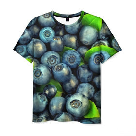 Мужская футболка 3D с принтом Голубика в Курске, 100% полиэфир | прямой крой, круглый вырез горловины, длина до линии бедер | blueberry | голубика | черника | ягоды