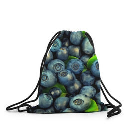 Рюкзак-мешок 3D с принтом Голубика в Курске, 100% полиэстер | плотность ткани — 200 г/м2, размер — 35 х 45 см; лямки — толстые шнурки, застежка на шнуровке, без карманов и подкладки | Тематика изображения на принте: blueberry | голубика | черника | ягоды