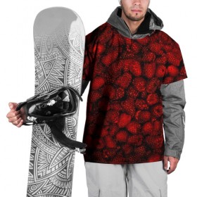 Накидка на куртку 3D с принтом Малинки в Курске, 100% полиэстер |  | малиновый | паттерн | темный | ягоды