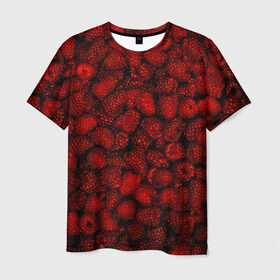 Мужская футболка 3D с принтом Малинки в Курске, 100% полиэфир | прямой крой, круглый вырез горловины, длина до линии бедер | малиновый | паттерн | темный | ягоды
