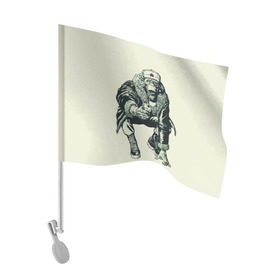 Флаг для автомобиля с принтом Обезьяна с пистолетом в Курске, 100% полиэстер | Размер: 30*21 см | звезда | пистолет | шапка | шимпанзе