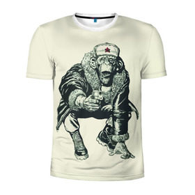 Мужская футболка 3D спортивная с принтом Обезьяна с пистолетом в Курске, 100% полиэстер с улучшенными характеристиками | приталенный силуэт, круглая горловина, широкие плечи, сужается к линии бедра | звезда | пистолет | шапка | шимпанзе