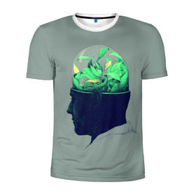 Мужская футболка 3D спортивная с принтом Голова горшок в Курске, 100% полиэстер с улучшенными характеристиками | приталенный силуэт, круглая горловина, широкие плечи, сужается к линии бедра | голова | горшок | колба | стекло | цветок | человек