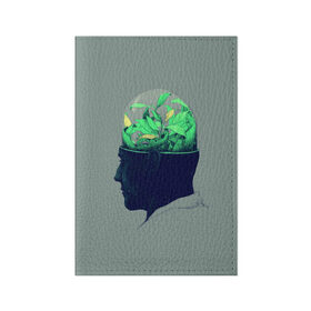 Обложка для паспорта матовая кожа с принтом Голова горшок в Курске, натуральная матовая кожа | размер 19,3 х 13,7 см; прозрачные пластиковые крепления | голова | горшок | колба | стекло | цветок | человек