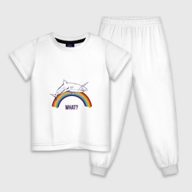 Детская пижама хлопок с принтом Акула единорог в Курске, 100% хлопок |  брюки и футболка прямого кроя, без карманов, на брюках мягкая резинка на поясе и по низу штанин
 | 