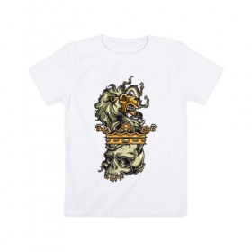 Детская футболка хлопок с принтом Король лев в Курске, 100% хлопок | круглый вырез горловины, полуприлегающий силуэт, длина до линии бедер | король | корона | лев | скелет | череп