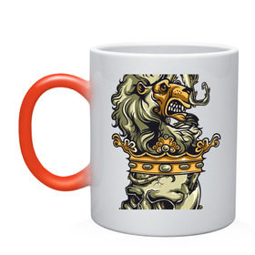 Кружка хамелеон с принтом Король лев в Курске, керамика | меняет цвет при нагревании, емкость 330 мл | король | корона | лев | скелет | череп