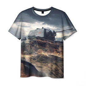 Мужская футболка 3D с принтом Танк в Курске, 100% полиэфир | прямой крой, круглый вырез горловины, длина до линии бедер | 9 мая | день победы | оружие | советский танк | танк | танковые войска