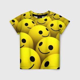 Детская футболка 3D с принтом Счастливые смайлики в Курске, 100% гипоаллергенный полиэфир | прямой крой, круглый вырез горловины, длина до линии бедер, чуть спущенное плечо, ткань немного тянется | no problems | smile | без проблем | весёлый | довольный | оптимизм | позитив | позитивный | радость | смайлики | смех | счастливый | счастье | улыбаться | улыбка | хорошее настроение