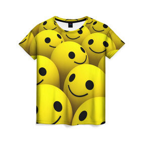Женская футболка 3D с принтом Счастливые смайлики в Курске, 100% полиэфир ( синтетическое хлопкоподобное полотно) | прямой крой, круглый вырез горловины, длина до линии бедер | no problems | smile | без проблем | весёлый | довольный | оптимизм | позитив | позитивный | радость | смайлики | смех | счастливый | счастье | улыбаться | улыбка | хорошее настроение