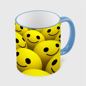 Кружка 3D с принтом Счастливые смайлики в Курске, керамика | ёмкость 330 мл | no problems | smile | без проблем | весёлый | довольный | оптимизм | позитив | позитивный | радость | смайлики | смех | счастливый | счастье | улыбаться | улыбка | хорошее настроение