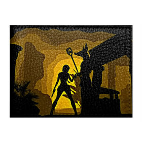 Обложка для студенческого билета с принтом Tomb Raider в Курске, натуральная кожа | Размер: 11*8 см; Печать на всей внешней стороне | Тематика изображения на принте: желтый | лара крофт | черный