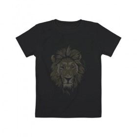 Детская футболка хлопок с принтом Лев в Курске, 100% хлопок | круглый вырез горловины, полуприлегающий силуэт, длина до линии бедер | король | лев