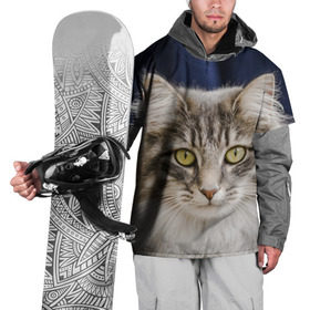 Накидка на куртку 3D с принтом Серый кот в Курске, 100% полиэстер |  | Тематика изображения на принте: грустный | добрый | животное | киса | киска кися | кот | котенок | котэ | кошка | красивый | лапа | лапка | ласковый | милый | моська | мурлыка | прикольный | смешной | унылый | усатый | шерсть