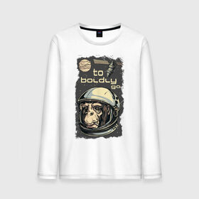 Мужской лонгслив хлопок с принтом Обезьяна космонавт в Курске, 100% хлопок |  | Тематика изображения на принте: космонавт | космос | обезьяна | шимпанзе