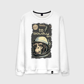 Мужской свитшот хлопок с принтом Обезьяна космонавт в Курске, 100% хлопок |  | космонавт | космос | обезьяна | шимпанзе