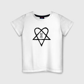 Детская футболка хлопок с принтом HIM. Heartagram (черная) в Курске, 100% хлопок | круглый вырез горловины, полуприлегающий силуэт, длина до линии бедер | heartgram | him | love metal | ville valo | вилле вало | хим