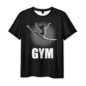 Мужская футболка 3D с принтом Gym в Курске, 100% полиэфир | прямой крой, круглый вырез горловины, длина до линии бедер | girl | jump | sport | sportswoman | гимнастика | девушка | прыжок | спорт | спортсменка | фитнес