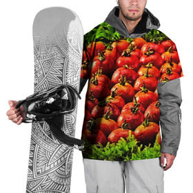 Накидка на куртку 3D с принтом Томатик в Курске, 100% полиэстер |  | 3d | еда | зелень | красный | лето | много | овощи | пища | помидор | прикольные | томат | яркие