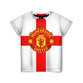 Детская футболка 3D с принтом Manchester united в Курске, 100% гипоаллергенный полиэфир | прямой крой, круглый вырез горловины, длина до линии бедер, чуть спущенное плечо, ткань немного тянется | 3д | fc | manchester united | mu | англия | британия | игра | канониры | красные дьяволы | лондон | манчестер | мю | флаг | флаг британии | футбол | эмблема