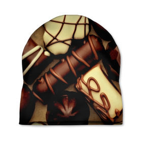 Шапка 3D с принтом Сладкие конфетки в Курске, 100% полиэстер | универсальный размер, печать по всей поверхности изделия | 3d | десерт | еда | конфеты | много | пища | разные | сладкое | темный | фигуры | фон | форма | шоколад | яркие