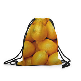 Рюкзак-мешок 3D с принтом Лимончики в Курске, 100% полиэстер | плотность ткани — 200 г/м2, размер — 35 х 45 см; лямки — толстые шнурки, застежка на шнуровке, без карманов и подкладки | 3d | витамин | еда | желтый | лето | лимон | много | пища | прикольные | сочные | фрукты | цитрус | яркие