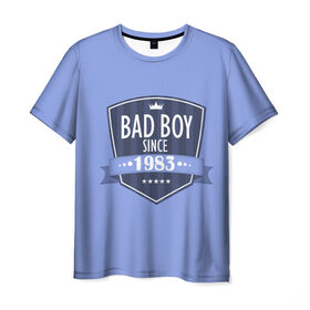 Мужская футболка 3D с принтом Плохой мальчик с 1983 в Курске, 100% полиэфир | прямой крой, круглый вырез горловины, длина до линии бедер | 1983 | bad boy | since | год рождения | дата | мальчик