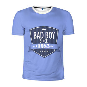 Мужская футболка 3D спортивная с принтом Плохой мальчик с 1983 в Курске, 100% полиэстер с улучшенными характеристиками | приталенный силуэт, круглая горловина, широкие плечи, сужается к линии бедра | 1983 | bad boy | since | год рождения | дата | мальчик