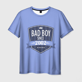 Мужская футболка 3D с принтом Плохой мальчик с 2002 в Курске, 100% полиэфир | прямой крой, круглый вырез горловины, длина до линии бедер | 2002 | bad boy | since | год рождения | дата | мальчик