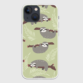 Чехол для iPhone 13 mini с принтом Ленивец в Курске,  |  | арт | животные | ленивец | лень | прикольные | сон