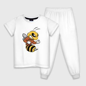 Детская пижама хлопок с принтом Пчела в Курске, 100% хлопок |  брюки и футболка прямого кроя, без карманов, на брюках мягкая резинка на поясе и по низу штанин
 | Тематика изображения на принте: арт | животные | злость | насекомые | прикольные | пчела