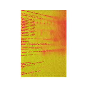 Обложка для паспорта матовая кожа с принтом Компьютерный код в Курске, натуральная матовая кожа | размер 19,3 х 13,7 см; прозрачные пластиковые крепления | Тематика изображения на принте: желтый | кибер | код | оранжевый | прога