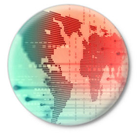 Значок с принтом Цифровой мир в Курске,  металл | круглая форма, металлическая застежка в виде булавки | зеленый | карта | кибер | красный