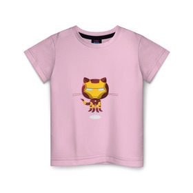 Детская футболка хлопок с принтом ironcat в Курске, 100% хлопок | круглый вырез горловины, полуприлегающий силуэт, длина до линии бедер | Тематика изображения на принте: cat | github | ironcat | ironman