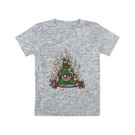 Детская футболка хлопок с принтом Масон в Курске, 100% хлопок | круглый вырез горловины, полуприлегающий силуэт, длина до линии бедер | Тематика изображения на принте: кости | масон | огонь | пламя