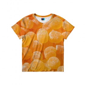 Детская футболка 3D с принтом Апельсиновый мармелад в Курске, 100% гипоаллергенный полиэфир | прямой крой, круглый вырез горловины, длина до линии бедер, чуть спущенное плечо, ткань немного тянется | 