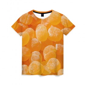 Женская футболка 3D с принтом Апельсиновый мармелад в Курске, 100% полиэфир ( синтетическое хлопкоподобное полотно) | прямой крой, круглый вырез горловины, длина до линии бедер | 
