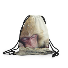 Рюкзак-мешок 3D с принтом Обезьянка спит в Курске, 100% полиэстер | плотность ткани — 200 г/м2, размер — 35 х 45 см; лямки — толстые шнурки, застежка на шнуровке, без карманов и подкладки | бабуин | животное | обезьяна | орангутанг | примат